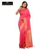 Kavvya Rose Pink Soft & Lightweight Creamy Silk Weaving Saree In Golden Zari - KAVVYA
